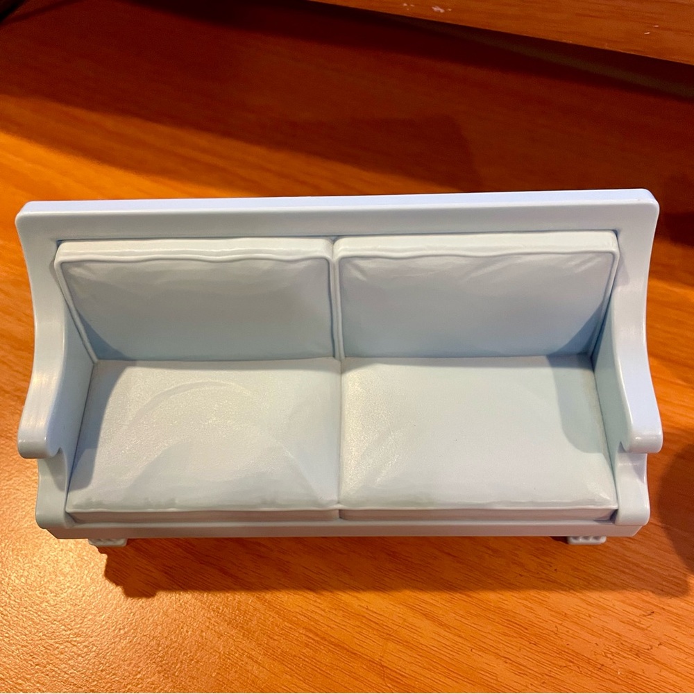 Fisher-Price Loving Family Furniture Lot – Blue Sofa, 2 Chairs, Tea Party Table - Picture 6 of 7